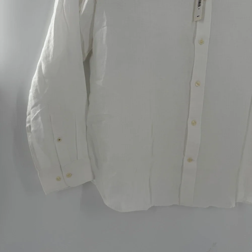 Banana Republic Mens XXL Slim Fit White 100% Linen Long Sleeve Shirt 804341-02-1